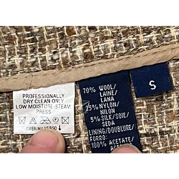 VTG Lizsport Brown Tweed Wool Blend Blazer Jacket Womens Sz S Classic office - Picture 8 of 10